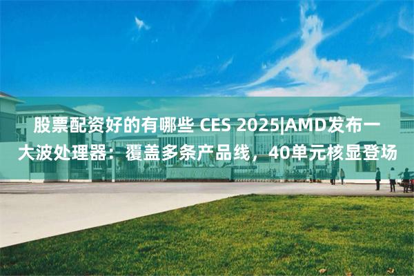 股票配资好的有哪些 CES 2025|AMD发布一大波处理器：覆盖多条产品线，40单元核显登场