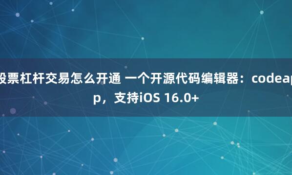 股票杠杆交易怎么开通 一个开源代码编辑器：codeapp，支持iOS 16.0+