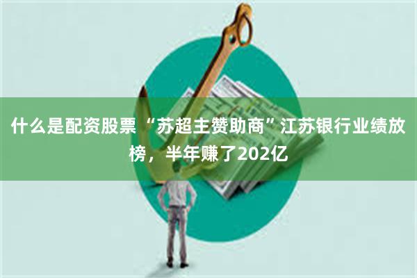 什么是配资股票 “苏超主赞助商”江苏银行业绩放榜,半年赚了202亿