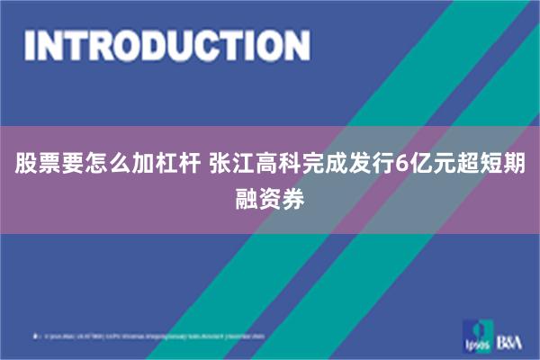 股票要怎么加杠杆 张江高科完成发行6亿元超短期融资券